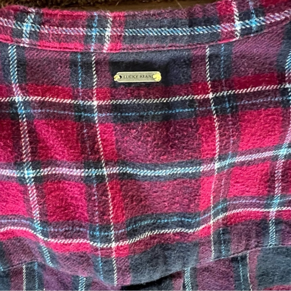 Lucky Brand Red and Black Plaid Shirt - Women’s Medium - Picture 4 of 7